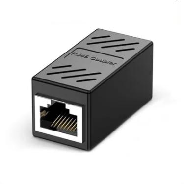 Imagem de Adaptador Emenda Rj45 Extensor Cat5, Cat6, Cat7, Rede Ethernet Conector Blindado,preto