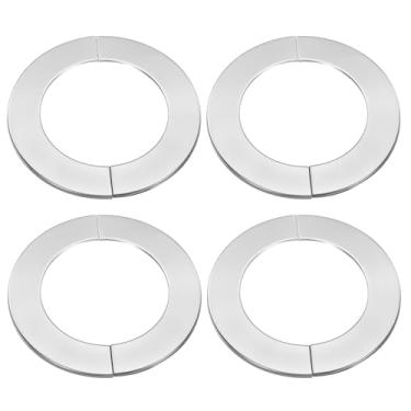 Imagem de HARFINGTON 4 peças Flange dividida na parede 3,58" (91 mm) aço inoxidável redonda autoadesiva tampa de tubo flange dividida colar de proteção de clipe para piso teto, banheiro, cozinha, vaso sanitário