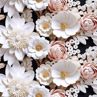 Imagem de ReWallpaper Papel de parede floral 3D sintético 3D para banheiro teto moderno preto branco rosa flor papel de parede para cozinha meninas quarto destaque parede mural decorativo rolo de papel de