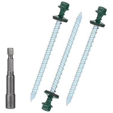 Imagem de Parafusos de telhado de metal Bobibbi 10 x 7,62 cm verdes 250 unidades