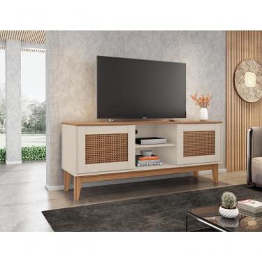 Imagem de Rack Safira 1,35m 2 Portas E Nicho Central C- Prateleira Off White-noce