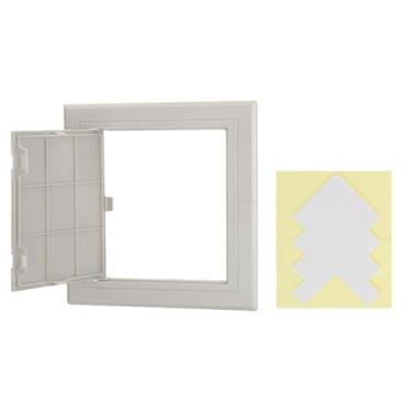 Imagem de PATIKIL Painel de acesso para drywall 15 x 15 cm, 1 conjunto de plástico ABS capa de orifício de parede porta de acesso com fita dupla face para teto de parede elétrica, cinza