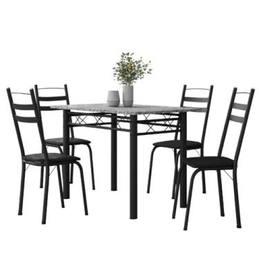 Imagem de Conjunto De Mesa Sala de Jantar Com 4 Cadeiras Leia Tubular Granito 1,20m Preto