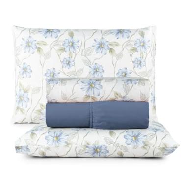 Imagem de Jogo de Cama Casal Box 4 Peças Micropercal 200 Fios com Lençol com Elástico e Fronhas – Toque Aveludado(Melissa)