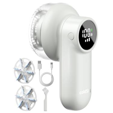 Imagem de coldSky Barbeador de tecido recarregável, barbeador de fiapos com visor digital, barbeador de suéter com lâminas de 6 folhas e trava de segurança, desembaçador de 3 velocidades, remove fuzzer, pílulas