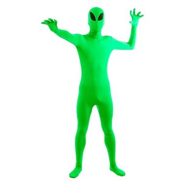 Imagem de Howriis Men's and Women's Spandex Bodysuit Zentai Full Bodysuit Customes Fancy Dress Party Bodysuit Invisibility Suit (Lime Green-Alien, M)
