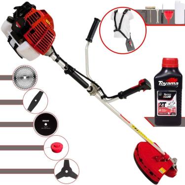 Imagem de Roçadeira Multifuncional Kawashima KW52L À Gasolina 52cc 2,5HP 10.000rpm Completa 5 Em 1 Com Carretel + Kit 4 Lâminas de Corte + ÓLEO TOYAMA 2 Tempos