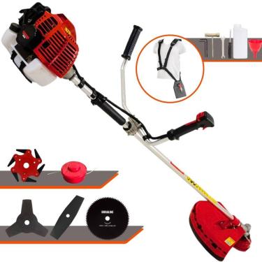 Imagem de Roçadeira Cortador de Grama Kawashima KW52L À Gasolina 2T 52cc 2,5HP Com Carretel + Faca 2 Pontas + Faca 3 Pontas + Faca 6 Pontas e Faca 80 Dentes