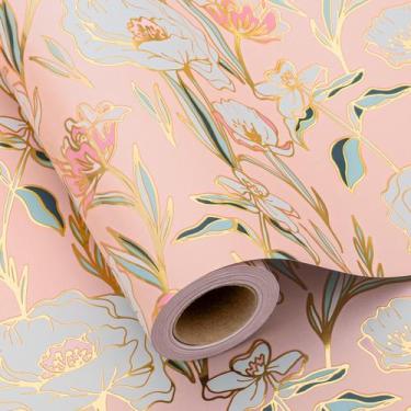 Imagem de Rolo de papel de embrulho Merture Wedding com padrões de flores 43 cm 