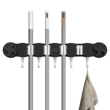 Imagem de Rrlihjgu Suporte Para Vassoura De Parede | Organizador de Pás e Esfregões Com Para Cozinha | Suporte Com 5 Ganchos Para Vassoura Pá Toalha Ferramentas Cozinha Garagem Jardim Casa De Banho
