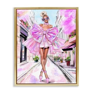 Imagem de Stupell Industries Fashionista em tela flutuante dourada em cidade grande design de arte de parede por Jess Stempel, 53 x 43 cm