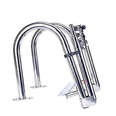 Imagem de Escada telescópica para barco, 4 degraus, pontão, escada, para piscina, dobrável, aço inoxidável, barco marinho, escada, removível para iate, piscina, piscina