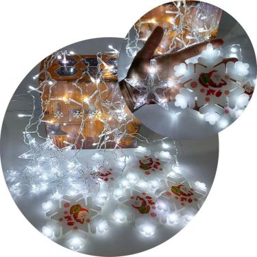 Imagem de Pisca Cascata Flocos Natal 80 Lâmpadas LEDs Branco 3M 220v
