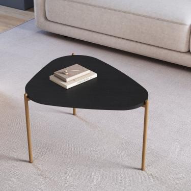 Imagem de Mesa de Centro Orgânica Pé Metal Complementos Nero/Dourado