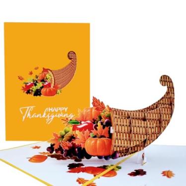 Imagem de iGifts and Cards Unique Horn of Plenty Happy Thanksgiving 3D Pop-up cartão de felicitações - abóbora, cesta, decoração, peça central, meio dobrado, presente de férias, inspirador, outono, outono, colheita, cornucópia