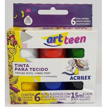 Imagem de Tinta Para Tecido Art Teen - Acrilex C/ 6 Cores 15ml
