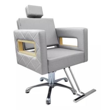 Imagem de Cadeira Berlin Fixa Hidráulica estrela Para Salão Estofado Prata Aceti