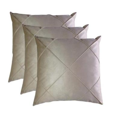 Imagem de Kit 3 Almofada Suede Drapeada Macia Decorativa- 45x45 - Enxovais Anna 