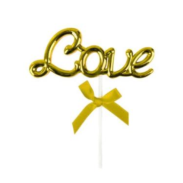 Imagem de Topo De Bolo Kit LOVE metalizado - PartiuFesta, Dourado
