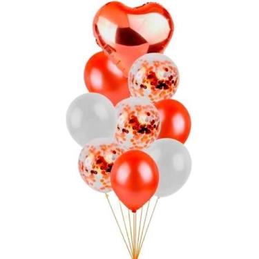 Imagem de Balão Kit Arranjo Buquê De Balões Coração 9 Peças - PartiuFesta, Verme