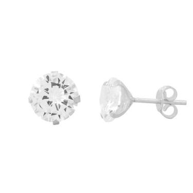 Imagem de Brincos Prata Masculino Pedra Zircônias Brilhantes De 7 Mm - DR Joias