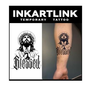 Imagem de INKARTLINK Tattoo Tech, tatuagem semipermanente grande de 2 folhas, tatuagens temporárias, duram de 1 a 2 semanas, à prova d'água, visual realista, sem adesivo, sem reflexo (design de fé)178