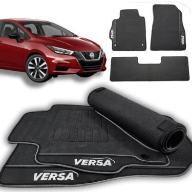 Imagem de Tapete Emborrachado Versa 2022 2023 2024 2025 Preto Com Traseiro Intei