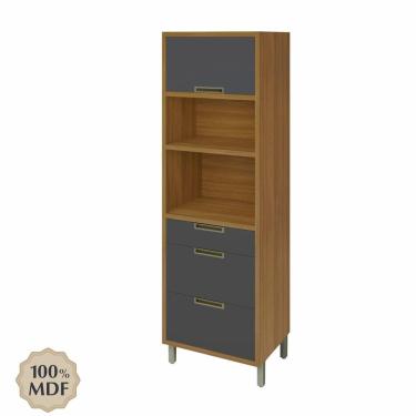 Imagem de Paneleiro Forno Torre Quente Nesher Imperatriz 1 Portas 3 Gavetas Freijo / Grafite