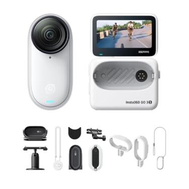 Imagem de Insta360 Pacote GO 3S Ciclismo Multiview - Câmera Vlogging Portátil Pequena 4K Branca de 64 GB, POV Mãos Livres, Montagem em Qualquer Lugar, Estabilização, Vida Útil da Bateria de 140 Minúsculas, À