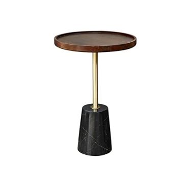 Imagem de XIANGGUI 1983 Pequena mesa de café, móveis de sala de estar, mesa de centro de madeira de luxo, mesa de centro redonda, mesa lateral, mesa de cabeceira móvel, mesa de cabeceira pequena