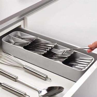Imagem de Organizador da cozinha talheres caixa de armazenamento de plástico fac