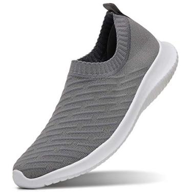 Imagem de Tênis de caminhada feminino Matrip, confortável, elástico, sem cadarço, leve, antiderrapante (tamanho: 34 – 42), Cinza, 9.5