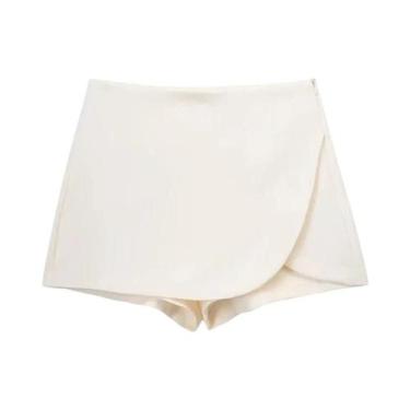 Imagem de Saia Short Assimétrica Feminina Rosa E Preta De Cintura Alta Mini Saia