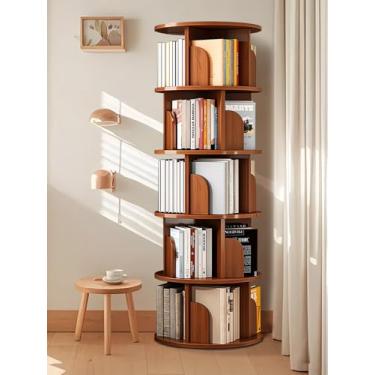 Imagem de Estante para Livros, Estante Giratória 160 * 46cm, Estantes Livreiro Giratória 360 Graus, Estantés Livro com 12 Destacável Nichós, 5 Andares Estantés Giratória Livros
