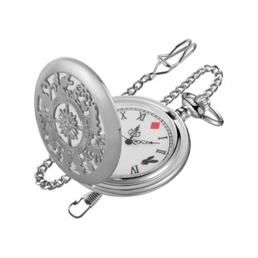 Imagem de Realpoo Relógio de bolso masculino de quartzo, mostrador digital romano, branco, com corrente, CF-new65