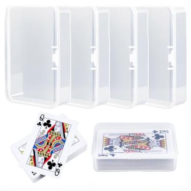 Imagem de CRASPIRE 4 peças de porta-cartões de baralho de plástico com tampas articuladas, retangulares, vazias, recipientes para tarô, pôquer, armazenamento de contas