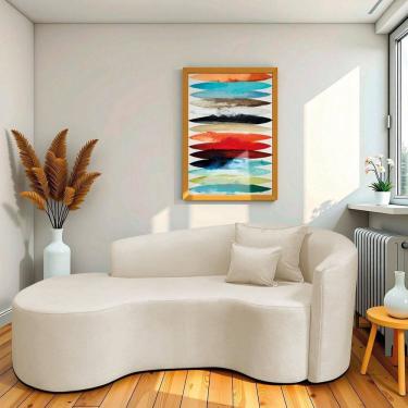 Imagem de Recamier Curvo Orgânico 180cm 3 Lugares Lado Esquerdo para Sala de Estar Bouclé Londres Bege