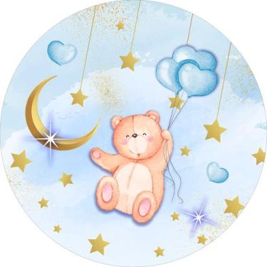 Imagem de Painel de Lona Redondo Ursinho Balões Céu Azul - Fabrika de Festa, 170