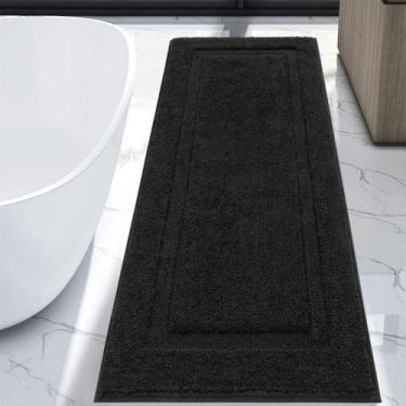 Imagem de Tapetes de banheiro SHACOS Super Soft 61x152cm pretos antiderrapantes