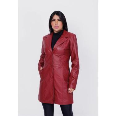 Imagem de Casaco de Couro 7/8 Vermelho - Parra Couros, GG