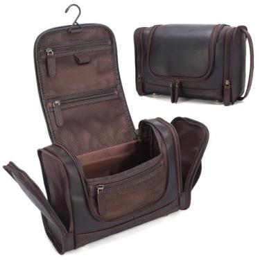 Imagem de Bolsa de higiene Polare Full Grain Leather Travel Dopp Kit Brown - POL