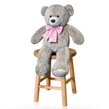 Imagem de ALEPLUSH - Urso De Pelúcia P 50cm Com Laço - Avelã Com Rosa