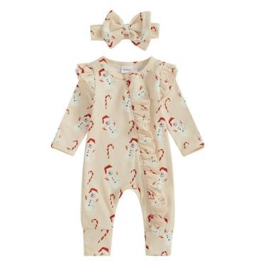 Imagem de Roupas MozikQin, recém-nascida, menina, macacão de Natal, Papai Noel