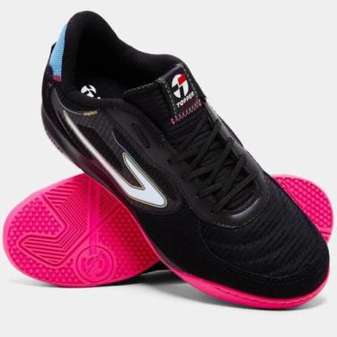 Imagem de Chuteira Futsal Topper Letra IV Unissex - Preto e Azul, 40