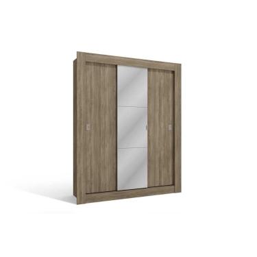 Imagem de Guarda Roupa Solteiro 3 Portas De Correr (1 C/ Espelho) H563 Nogal - Kappesberg