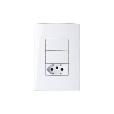 Imagem de Interruptor Simples Duplo 10a E Tomada 2p+t 20a Margirius Sleek Com Placa 4x2 Branco