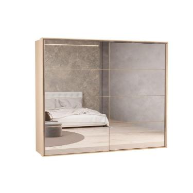 Imagem de Guarda Roupa Casal 2 Portas De Correr C/ Espelho E 4 Gavetas Ph 1806 Carvalho Nature/off White - Herval