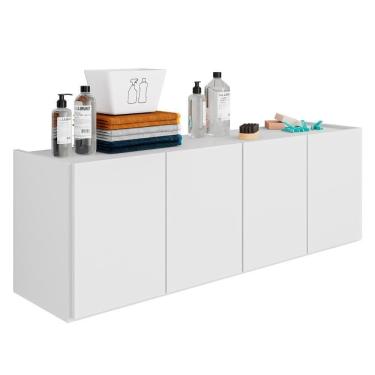 Imagem de Balcão Suspenso Multiuso Lavanderia 118cm Monna Branco Z34 - Mpozenato