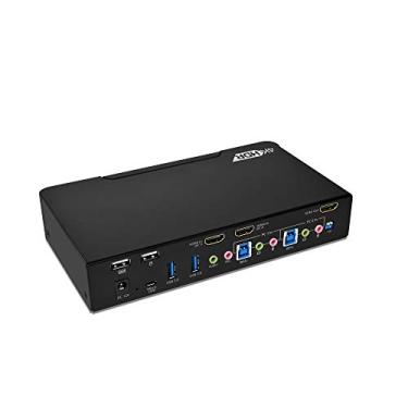 Imagem de gofanco Interruptor Prophecy HDMI 2.0a KVM 2 portas – 4K @60Hz 4:4:4, HDR, 18Gbps, 3D, HDCP 2.2/1.4 - Teclado/Mouse USB Plus Hub USB 3.0, entrada e saída de áudio, teclas de atalho - computadores KVM