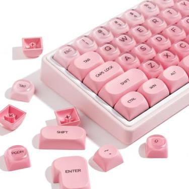 Imagem de Hyekit PBT Keycaps MOA Profile Liquid Foundation Cute Keycaps 132 teclas semitranslúcidas Matte Crystalsi conjunto de teclas para interruptores magnéticos Cherry MX teclado mecânico (rosa)
